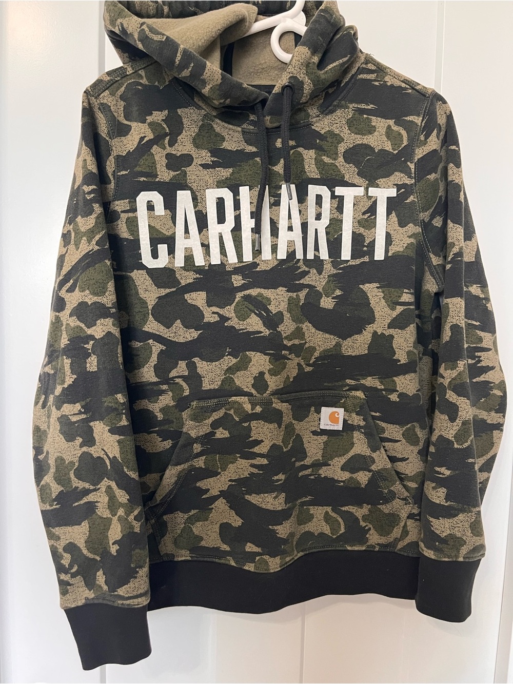 Carhartt Women’s Camouflage Crewneck Hoodie - Green and Black